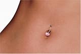 Sterling Silver, Stainless Steel and Crystal Heart Belly Bar, 1" by Paris Hilton