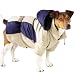 Blue & Beige Hooded Two-Tone Dog Parka - Great for Cold Climates - Size: Medium, #ZW866 M
