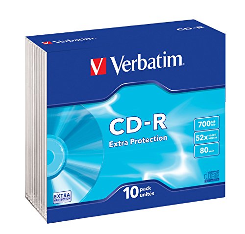 Verst&auml;rker und Receiver: Verbatim 52X 700MB ExtraProtection Surface Slim Case 10er Pack OPP Wrap CD-Rohlinge