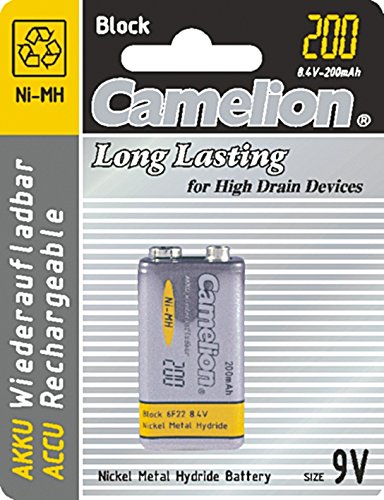 Camcorder: Camelion 9V Akku NiMH 200mAh schnellladef�hig, E-Block 1er Blister (1 St�ck)