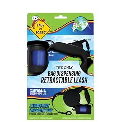 Bags on Board Retractable Dog Leash with Built-in Bag Dispenser, Small, Black, 45 Biodegradable Bags