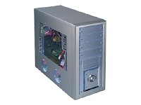 Q-Tec TL-MD02 silber transparent PC Geh�use MiniTower 4x5.25 Silber