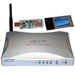 Elektronik und Foto: Acer WLAN 11b Broadband Router KIT Funk-LAN L�sung 1xRouter + 1xPCMCIA + 1xUSB Dongle