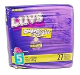 Luvs Overnite Ultra Leakguards Unisex Diapers, size 5 Fits Over 27 lbs Jumbo Pack, 27 ct