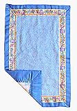 French Blue Cuddle Bug Security Blanket - Multi-textured, double layered security blanket for babies and toddlers. 14 in x 22 in. 100% Cotton Terry cloth, 100% Cotton Flannel with 100% Polyester Satin trim and ribbon. Made in USA.