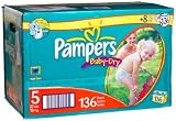 Pampers Baby-Dry Diapers, Size 5, Economy Pack (136 Diapers)