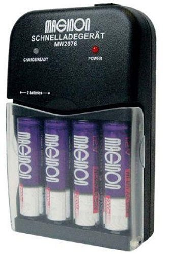 MP3 Player: Maginon Schnelladeger�t inkl. 4 Mignon Akkus (2.300 mAh) und Kfz-Adapter