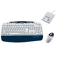 Kompaktanlagen: KeyTronic EMS KT Cordless Desktop Optical grau/blau Tastatur schnurlos 104 Tasten D + Cordless Scrollmaus Grau