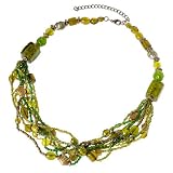 Jewelry : Emerald Colored Multistrand Collar Necklace w/Glass Beads  : collar necklace cool design colored fashion jewelry