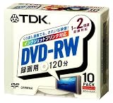 TDK DVD-RW録画用 1~2倍速対応ホワイトプリンタブル 5mm厚ケース入り10枚パック [DVD-RW120PWX10K]