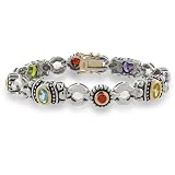 \#2 Sterling Silver Bracelet with Colorful Cubic Zirconia