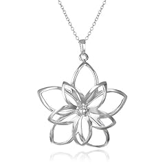 Sterling Silver Open Double Flower Pendant, 16 - 18