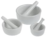 Set of 3 Porcelain Mortar & Pestles 1140/60, White