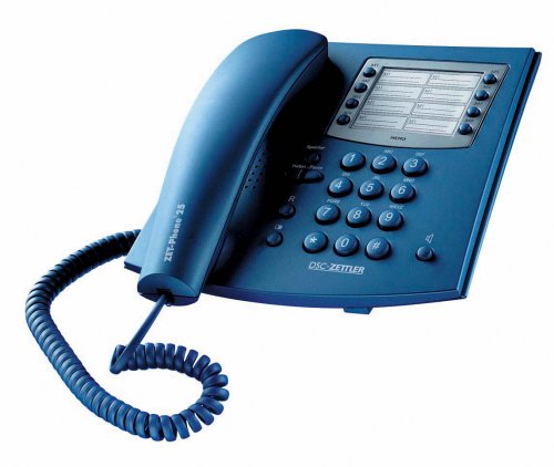 Digitalkameras: DSC Zettler ZET-Phone 25 Schnurgebundenes analoges Telefon mit Freisprecheinrichtung, blau-metallic