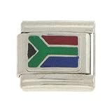 South Africa Flag Rhodium Plating Enamel Italian Charm Link by SUTJI