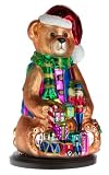 Thomas Pacconi Hand-Painted Glass 14-Inch Teddy Bear Figurine With Wood Base
