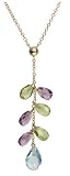14k Yellow Gold Amethyst, Blue Topaz, and Peridot Dangle Pendant