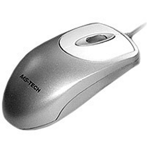 MP3 Player: MS-TECH SM-55 Maus optisch PS/2 3 Tasten 520dpi + Tastenrad silber-grau