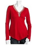 Bernardo Womens Bell Sleeve Jewel Detailed Front Tunic