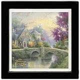 THOMAS KINKADE Lamplight MANOR Sandstone Coaster Set 4