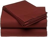 275-Thread-Count 100-Percent Cotton Sateen Twin Sheet Set, Brick