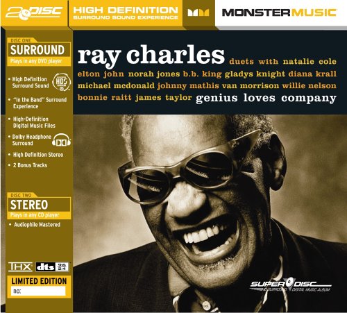 Ray Charles, Genius Loves Company (Monster Music High Definition Surround Sound CD SUPERDISC) by Ray Charles album cover