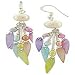 Genuine Freshwater Pearl Sterling Silver Earrings with Pink, Purple, Blue, and Yellow Shell Feathers