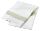Domestique Linen/Cotton Herringbone Set of 3 Kitchen Towels, White and Celedon