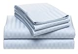 Royal Opulance 1000 Thread Count 100% Cotton Sateen Stripe Cal King  Sheet Set, Sky Blue