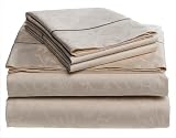 Touch of Paradise Siam 360-Thread-Count 100% Cotton Jacquard Queen Sheet Set, Cream