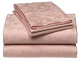 Touch of Paradise Alba Rose 320-Thread-Count 100% Cotton Jacquard Queen Sheet Set, Cameo