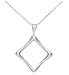 Sterling Silver Sculpted Open Square Pendant, 18"