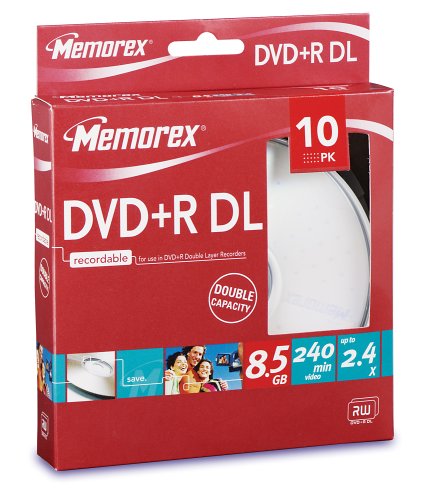 MP3 Player: Memorex Double Layer DVD+R 2.4x 8.5GB 10er Pack Cakebox DVD-Rohlinge