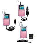 Creative Zen MicroPhoto Car / Auto, Wall / AC Charger and USB Data Cable Deluxe Kit w/ Tip Exchange - Gomadic Brand