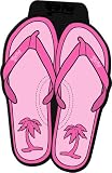 Giant Pink Palm Tree Flip Flops Style Universal-Fit Molded Front Floor Mats - Set of 2