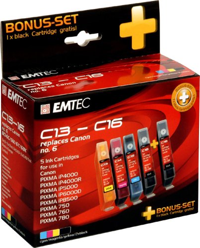 Drucker: Emtec Tintenpatrone Multipack 1x C13; 1x C14; 1x C15; 2x C16 entspricht Canon BCI-6