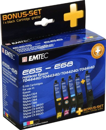 Drucker: Emtec Tintenpatrone Multipack 1x E65; 1x E66; 1x E67; 2x E68 entspricht Epson TO44440, TO44340, TO44240, TO44140