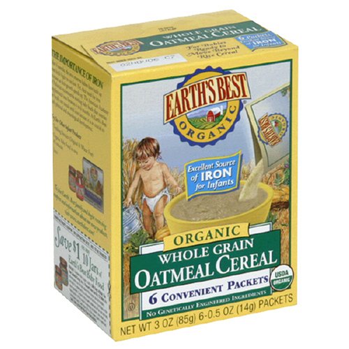 Earth's Best Oatmeal Cereal, Multi Pack, 3 oz Packets (Box of 12)