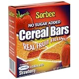 Sorbee No Sugar Added Strawberry Ceral Bars, Case of Six 5.22-Ounce Units (31.32 Ounces)