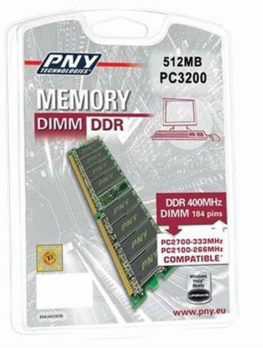 Projektoren: PNY DIMM DDR PC400 (PC3200) 512 MB CL3 Arbeitsspeicher