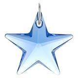 New Sterling Silver Blue Swarovski Crystal Star Pendant