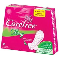 Carefree Thong Pantiliners, Light Protection, Unscented, 98-Count Boxes (Pack of 4)