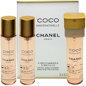 Coco Mademoiselle by Chanel for Women 3 x 0.8 oz Eau de Toilette Spray Refills