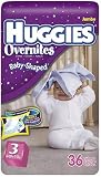 Huggies Overnites Diapers, Step 3 (16-28 Lbs), 36-Count Packages (Pack of 2) (72 Diapers)