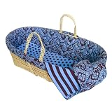 Damask Moses Basket Set - Blue