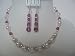 Beautiful Necklace Set Genuine Swarovski Rosaline Pearl & Fuschia Crystals w/ Silver Rondells (BRAND NEW)