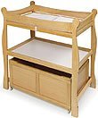 Natural Sleigh-Style Changing Table with Rolling Storage Cart