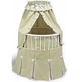 Elegance Round White Bassinet with White Eyelet Bedding