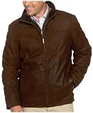 Columbia Sportswear Mens Leather Classic Hipster Jacket with Knit Collar, Brown