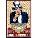 Beer Pong (Uncle Sam) Art Poster Print - 24" X 36"
